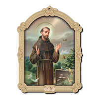 Drevená plaketa v barokovom štýle - Sv.František