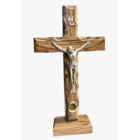Stojaci kríž z olivového dreva s relikviou - 21 cm