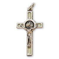 Benediktínsky krížik kovový - fosfor/4 cm